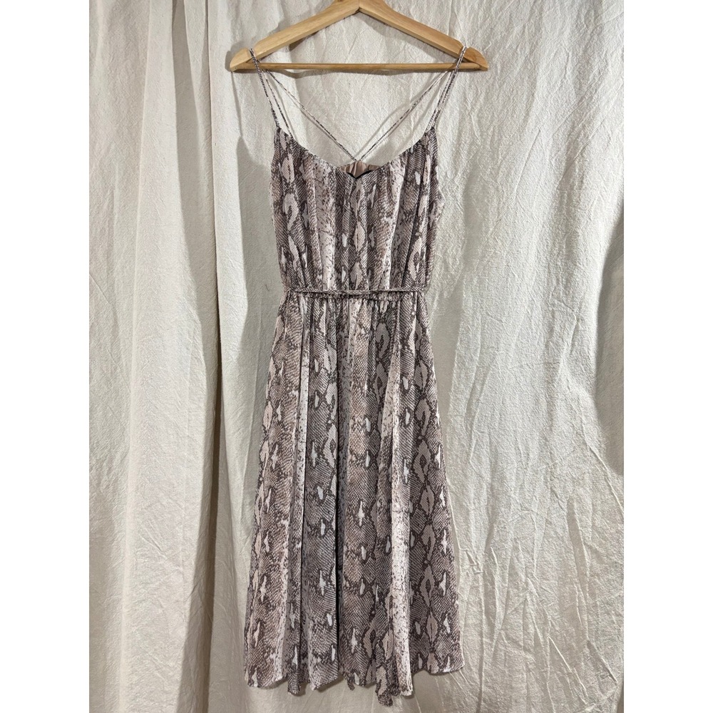 Banana Republic Womens Snakeskin Print Chiffon Midi Dress Quiet Luxury XS NWT